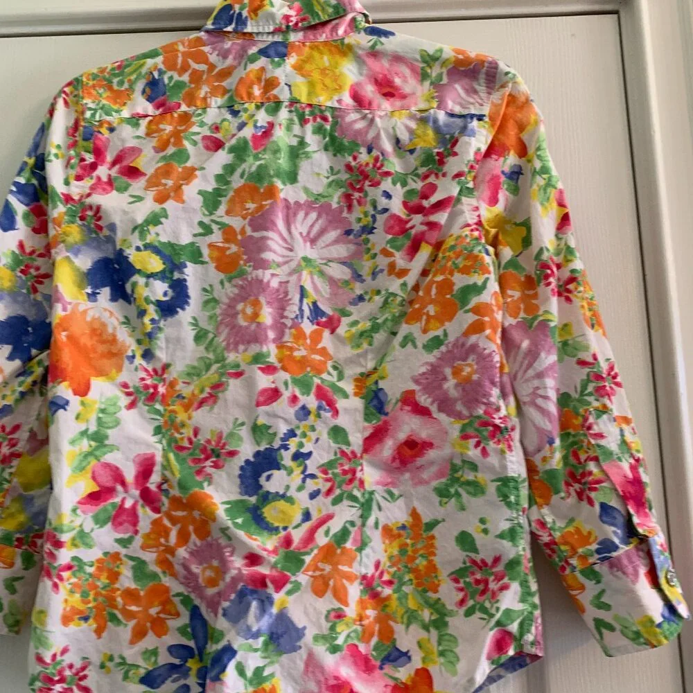Chaps | Tops | Chaps Petite Small Bright Floral Button Down Shirt ...